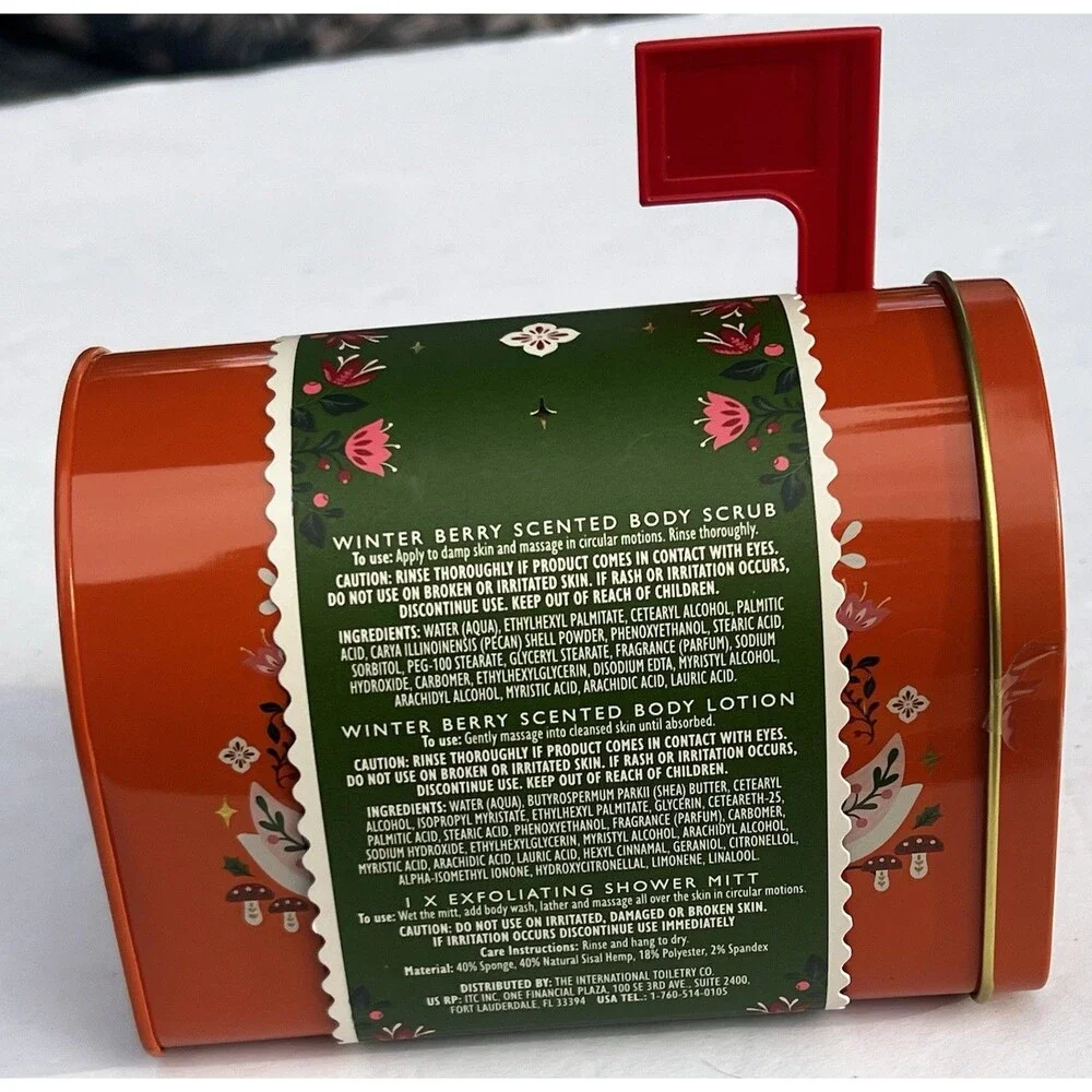 World Market Special Delivery Winter Berry Body Care Gift Set Mailbox Tin